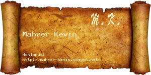 Mahrer Kevin névjegykártya